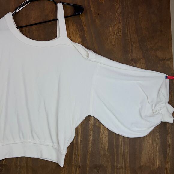 We The Free Womens Sweater Off White Saratoga One Shoulder Stretch Small - Picture 3 of 10